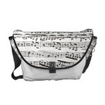 Notas musicales blancos y negros bolsa de mensajería
