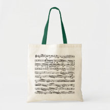 Notas musicales blancos y negros bolsas de mano