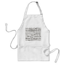 Notas musicales blancos y negros delantal