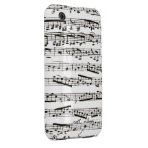 Notas musicales blancos y negros iPhone 3 protector