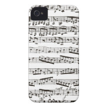 Notas musicales blancos y negros iPhone 4 funda