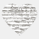 Notas musicales blancos y negros calcomanías de corazones personalizadas
