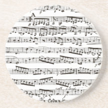 Notas musicales blancos y negros posavasos personalizados