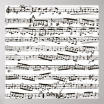 Notas musicales blancos y negros poster