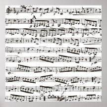 Notas musicales blancos y negros poster