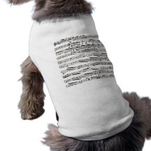 Notas musicales blancos y negros ropa de perros
