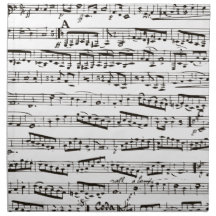 Notas musicales blancos y negros servilleta imprimida