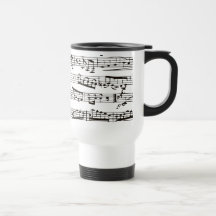 Notas musicales blancos y negros taza de café
