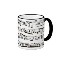 Notas musicales blancos y negros tazas