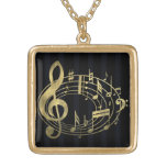 Notas musicales de oro en forma oval pendientes personalizados