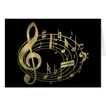 Notas musicales de oro en forma oval felicitacion 