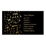 Notas musicales de oro sobre fondo negro tarjetas de negocios