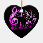Notas musicales del estilo metálico rosado en form adornos