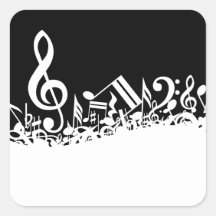 Notas musicales embarulladas pegatina cuadradas
