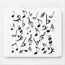 Notas musicales Mousepad - blanco y negro