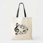 Notas musicales negras en forma oval bolsa