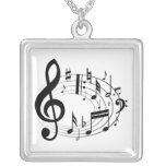 Notas musicales negras en forma oval pendientes personalizados