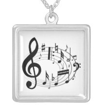 Notas musicales negras en forma oval pendientes personalizados
