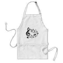 Notas musicales negras en forma oval delantal