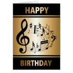 Notas musicales negras en forma oval en cumpleaños felicitacion 