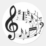 Notas musicales negras en forma oval etiquetas redondas
