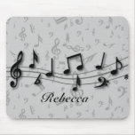 Notas musicales negras y grises personalizadas alfombrilla de ratones