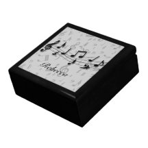 Notas musicales negras y grises personalizadas caja de joyas