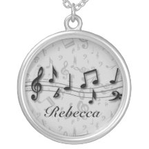 Notas musicales negras y grises personalizadas colgantes personalizados