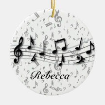 Notas musicales negras y grises personalizadas adorno para reyes