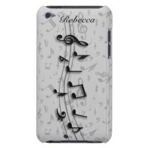 Notas musicales negras y grises personalizadas iPod touch Case-Mate cárcasa