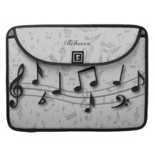 Notas musicales negras y grises personalizadas funda macbook pro