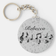 Notas musicales negras y grises personalizadas llavero personalizado