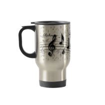 Notas musicales negras y grises personalizadas tazas
