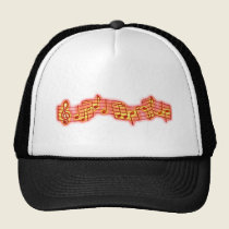 Notas musicales - rojo gorras
