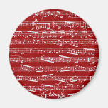 Notas rojas de la música imán para frigorifico