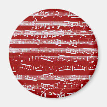 Notas rojas de la música imán para frigorifico