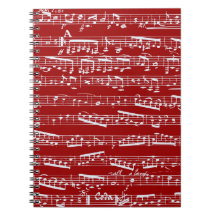Notas rojas de la música libro de apuntes