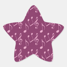 Notas rosadas de la música calcomanías forma de estrellaes
