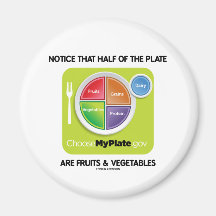 Note que la mitad de la placa es frutas y verduras imán de frigorifico