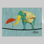 Notecard personalizado elefante agraciado de oro tarjetas