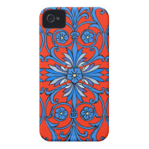 Nouveau del arte del vintage en sombras del azul iPhone 4 funda
