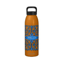 Nouveau del arte del vintage en sombras del monogr botella de agua reutilizable