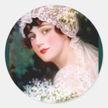 Novia 1915 etiquetas redondas
