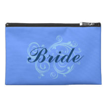 Novia, bolso azul del cosmético de la voluta