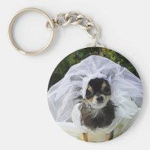 Novia de la chihuahua del boda llaveros personalizados