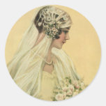 Novia del Victorian del vintage en retrato nupcial Etiquetas