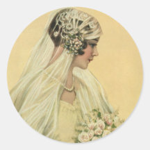 Novia del Victorian del vintage en retrato nupcial Etiquetas