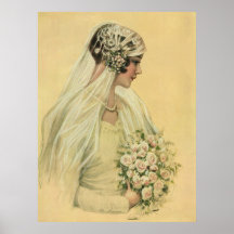 Novia del Victorian del vintage en retrato nupcial Posters