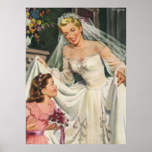 Novia del vintage con el florista en su día de bod posters