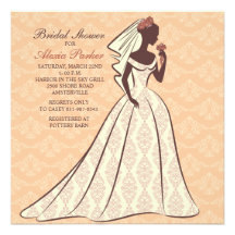 Novia en la invitación nupcial de la ducha del dam